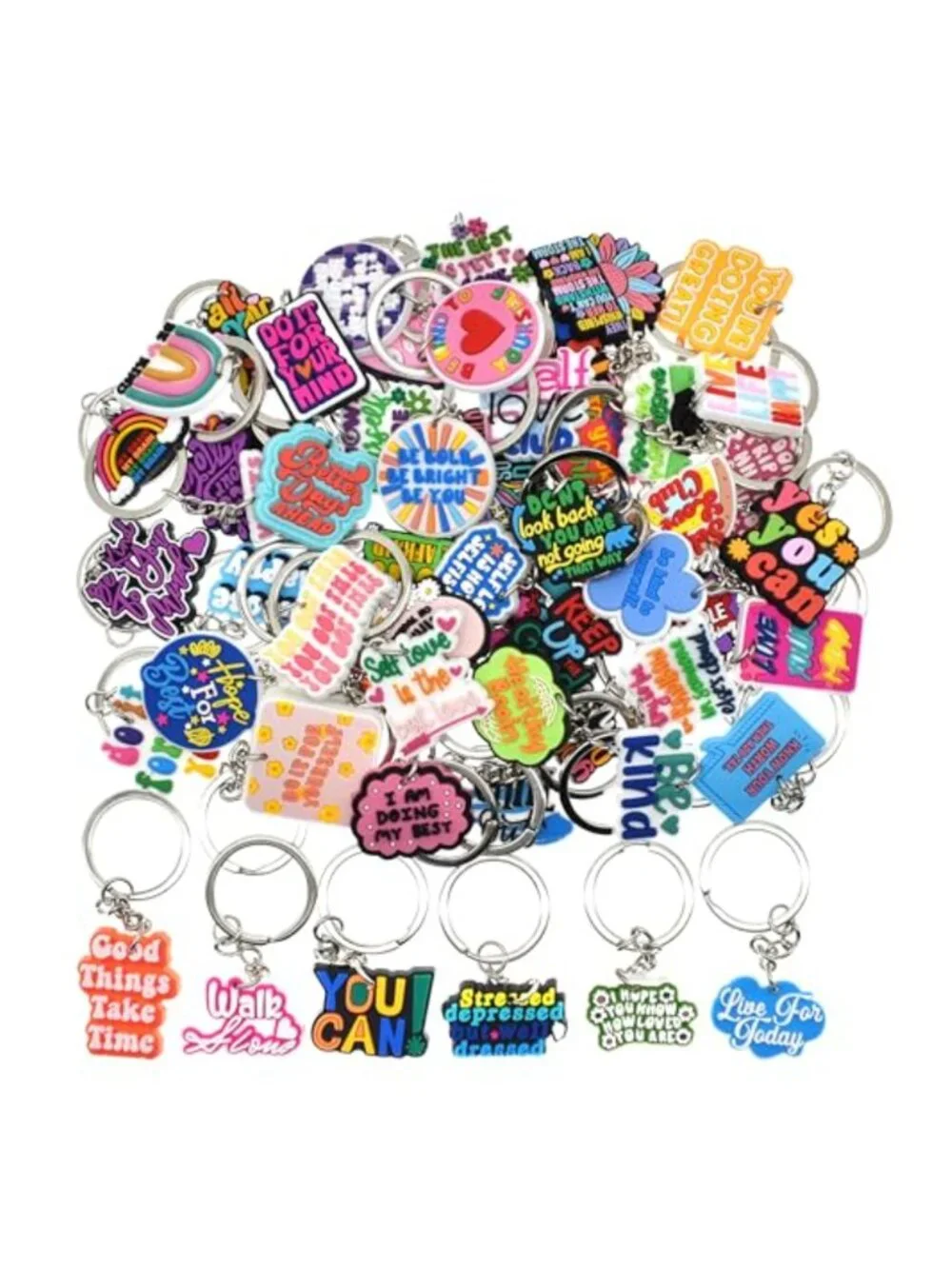 50 PCS Assorted Cute PVC Charms for Keys, Alloy Keychains Party Favors